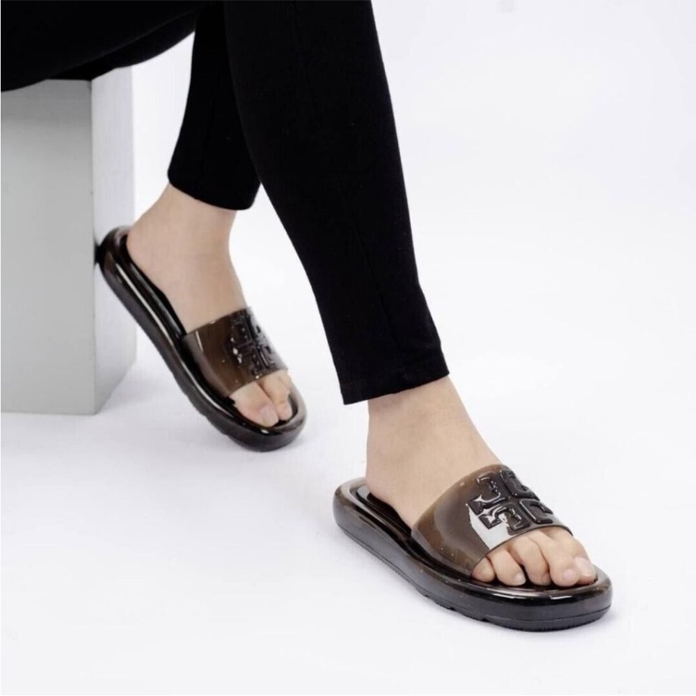 Tory Burch Clear Bubble Jelly Flat Sandals